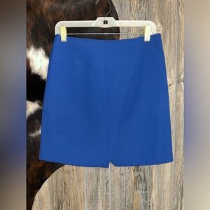 J.Crew size 4 royal blue symmetrical front hem zip back mini skirt